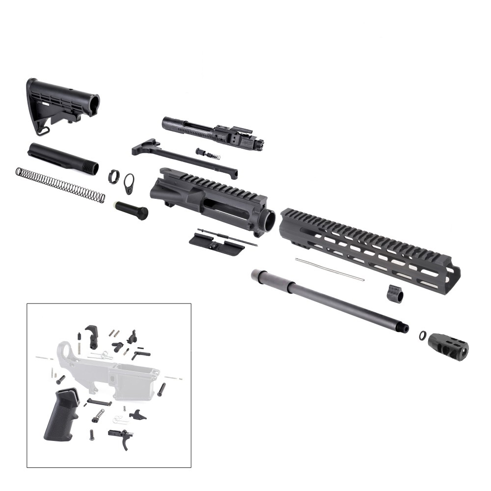 AR .300 BLACKOUT 16" RIFLE BUILD KIT W/ 12" M-LOK HANDGUARD BCG LPK & STOCK KIT